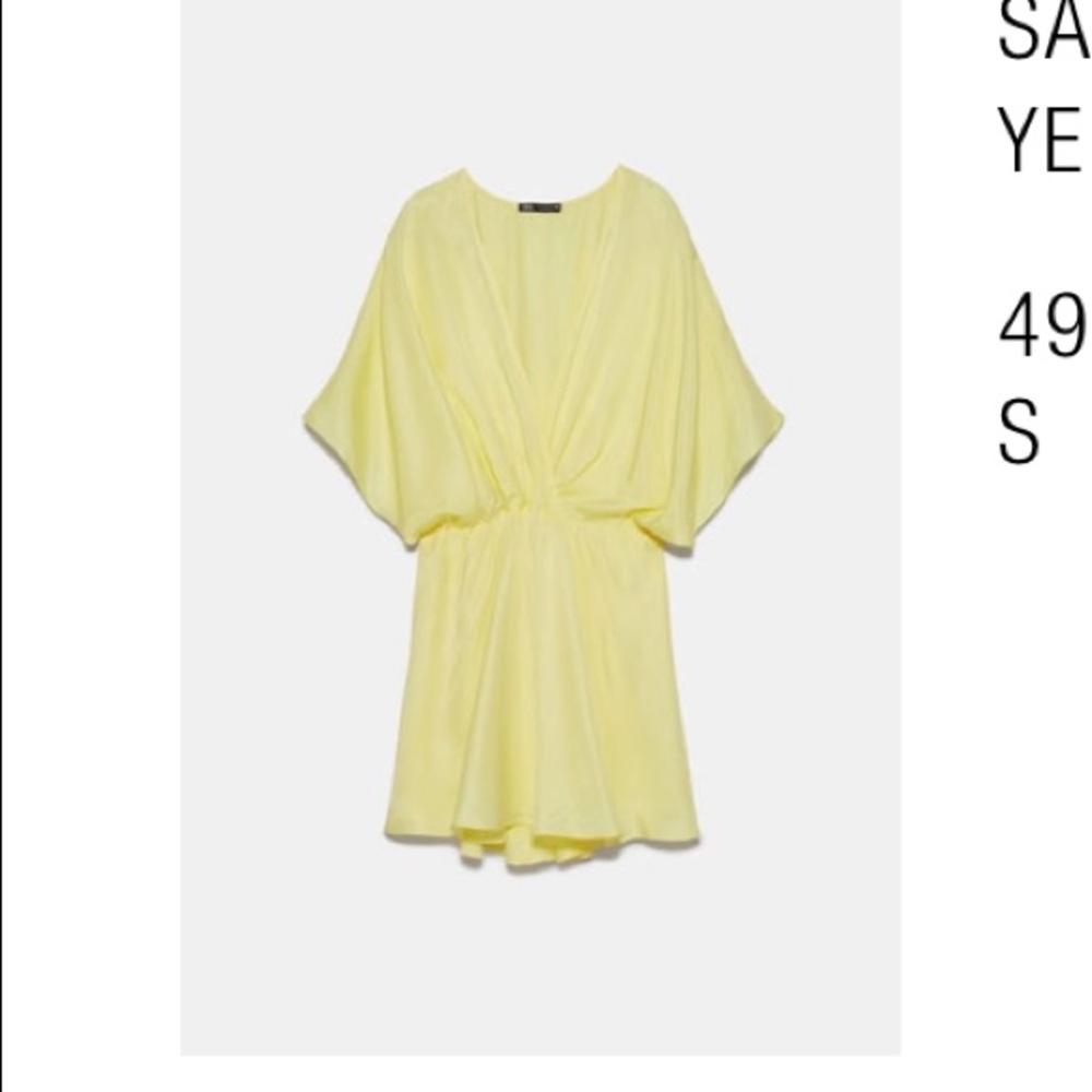 Zara yellow satin dress size Small